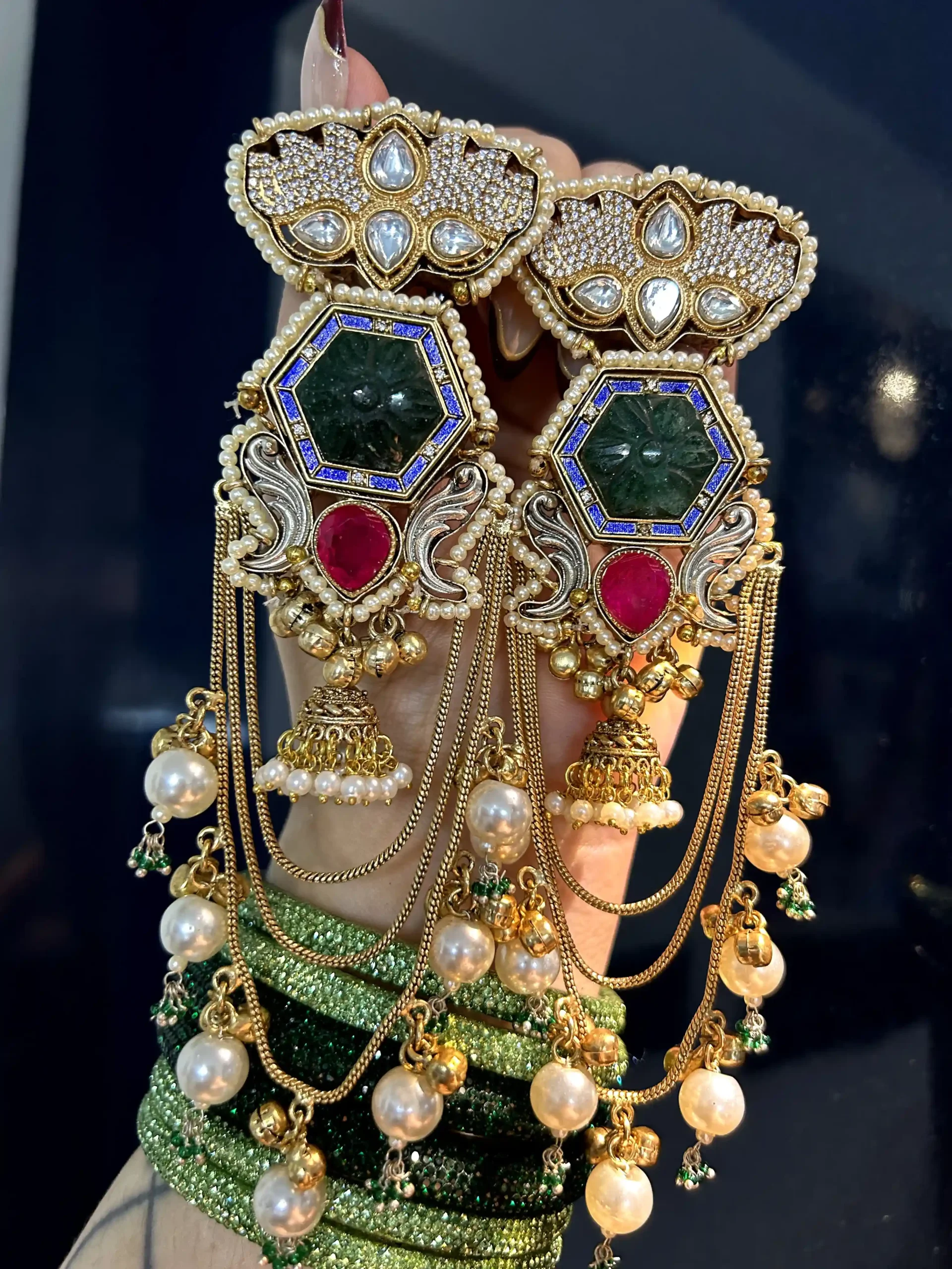 Param Sundari green with Fuscia