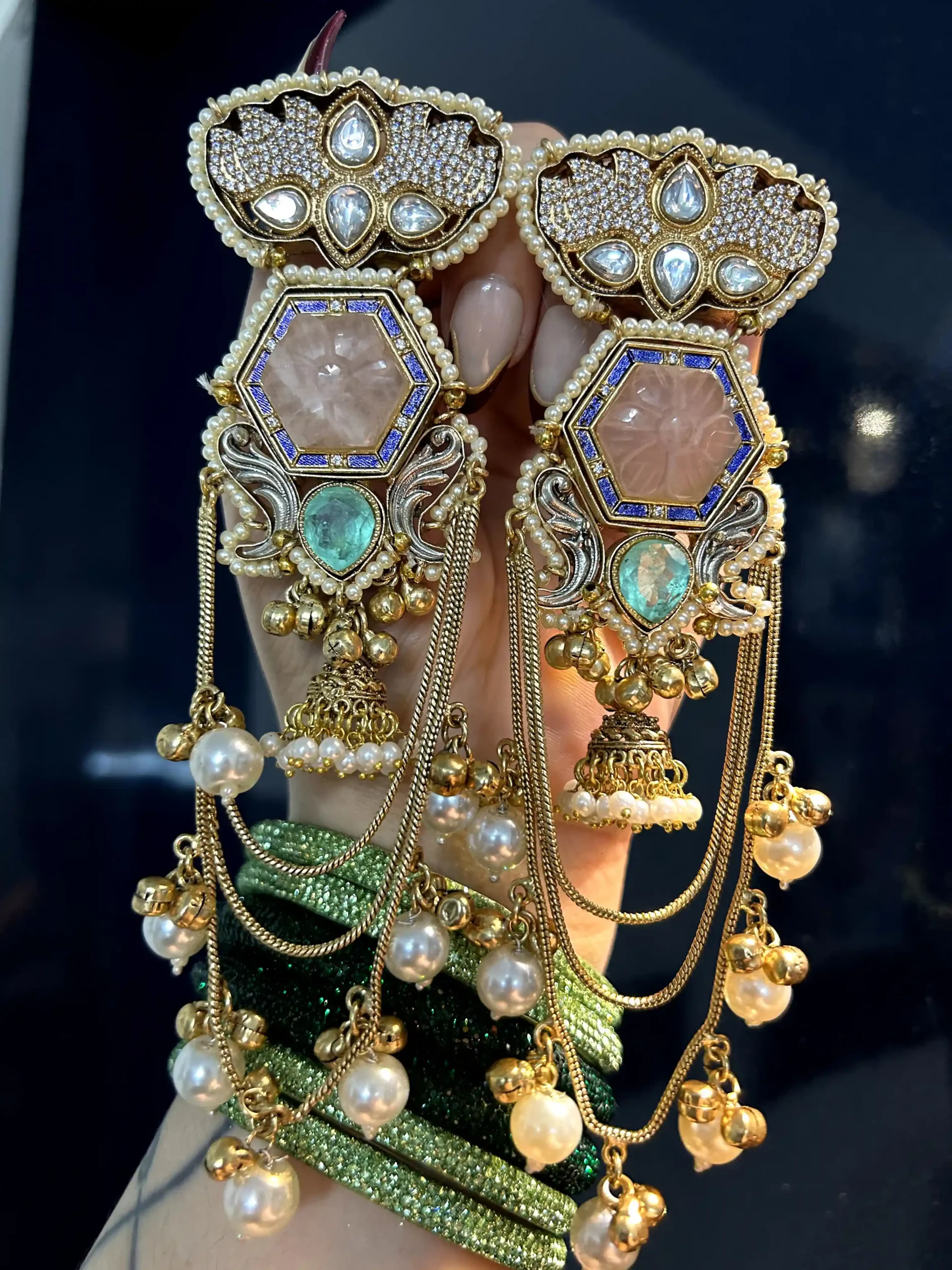 Param Sundari peach with sea green